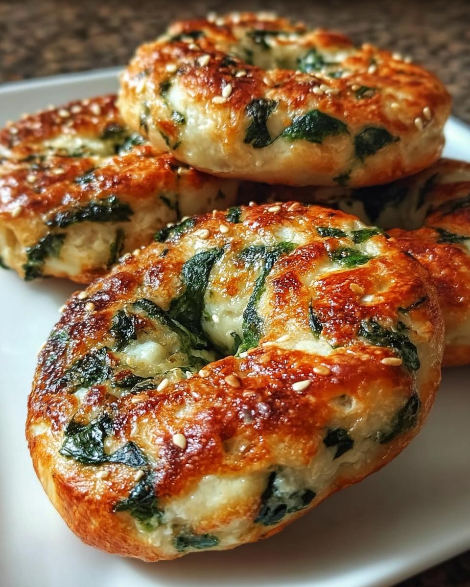 Spinach Cottage Cheese Flat Bagels - Detail 1