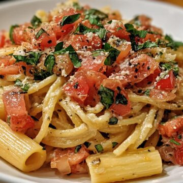 Tomato Basil Pasta With Light Ricotta Cream Sauce