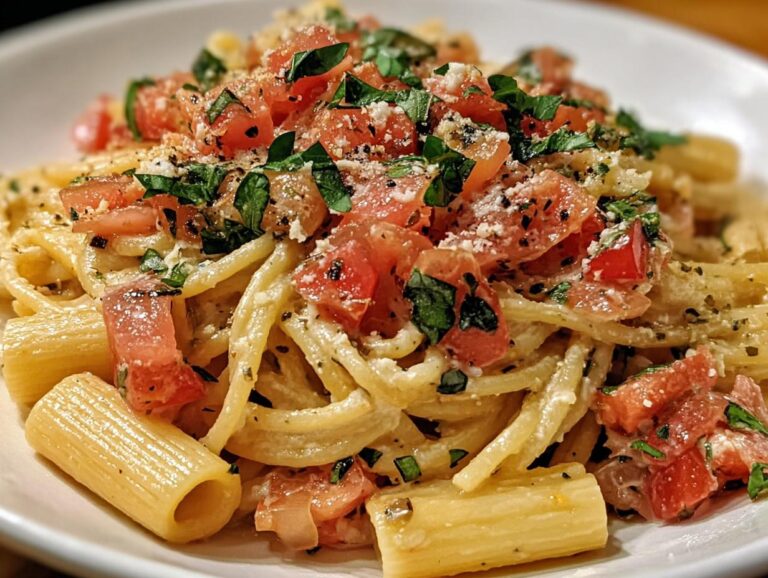 Tomato Basil Pasta With Light Ricotta Cream Sauce