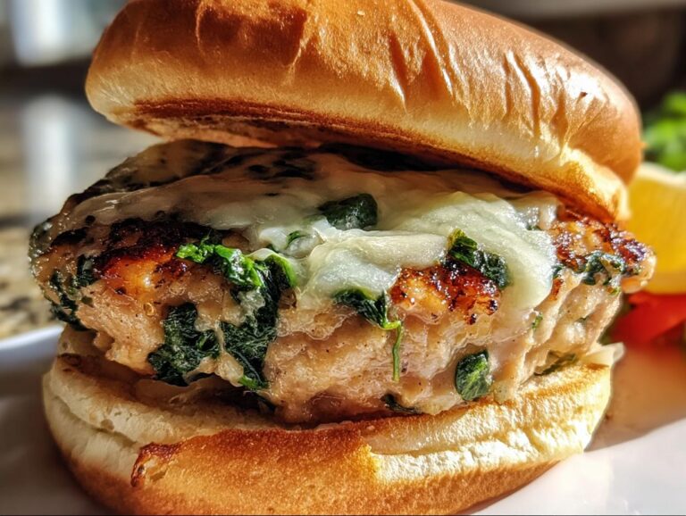 White Cheddar And Spinach Chicken Burgers