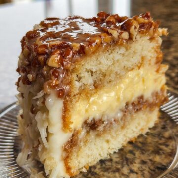 White German Chocolate Cake With Cheesecake Center